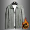 Men's Thickened Fleece-Lined Motorcycle Leather Jacket – Plus Size Lapel Design for Spring & Autumn
