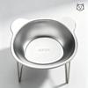 1 Set Slanted Anti Cervical Spondylosis Food Water Feeder Stainless Steel Pet Bowl For Cats And Dogs Eating Feeding