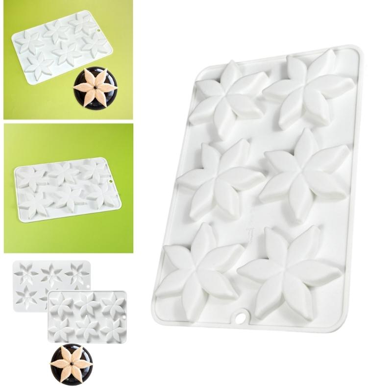 6 Cavities Flower Food Grade Silicone Puddings Chocolate Mousse Mould Cake Decorating Tool Kitchen Baking Supplies