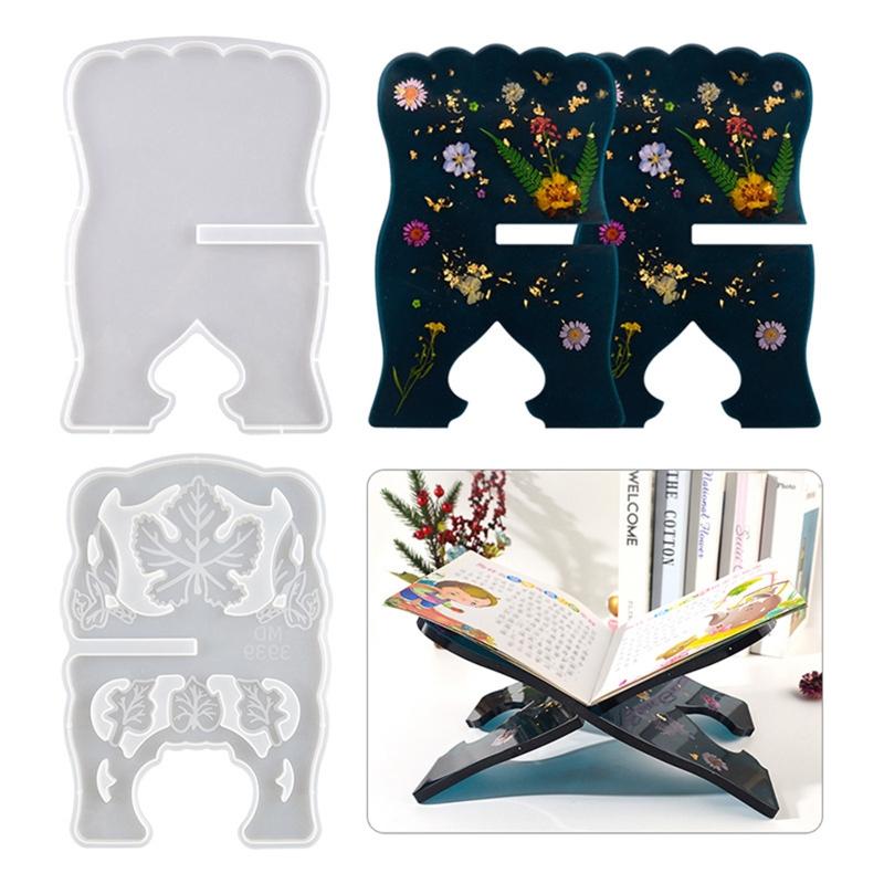 Folding Book Stand Silicone Mold Vintage Quran Intricate Carved Muslim Prayer Book Organizer Bookshelf for Home/Office