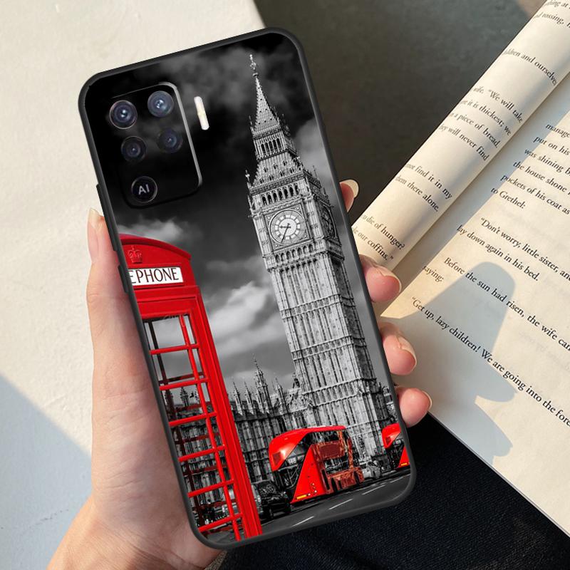 London Bus England Big Ben Case For Oppo A74 A57 A17 A77 A18 A38 A58 A78 A98 A54 A94 A80 A60 A40 A96 A76 A16 A15 A5 Pro