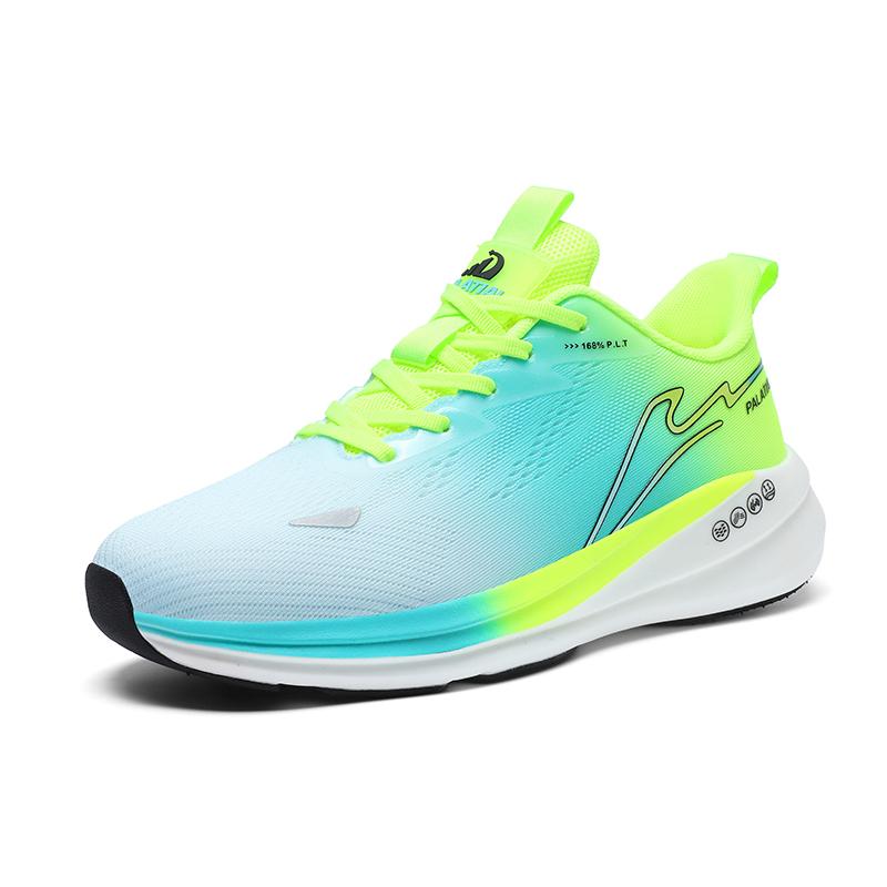 Green and Colorful Men's and Women's Marathon Running Shoes, Lightweight and Fashionable Outdoor Running Shoes for Teenagers