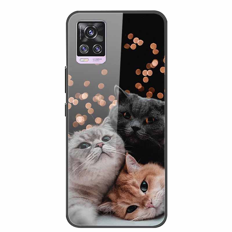 For Vivo V20 Pro Phone Case V 20 Pro Soft Bumper Tempered Glass Hard Back Covers Cases For Vivo V20 Pro Case 6.44" Coque Fundas