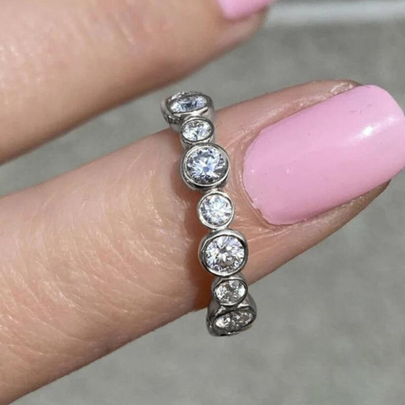 Trendy Round Cubic Zirconia Ring for Women copper Color/Gold Color Statement Female Accessories Daily Wear Luxury Zircon