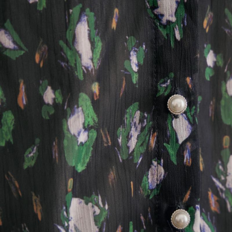 Maxza Leopard Chiffon Puff Blouse With Flap Pocket Zd10qb602nh
