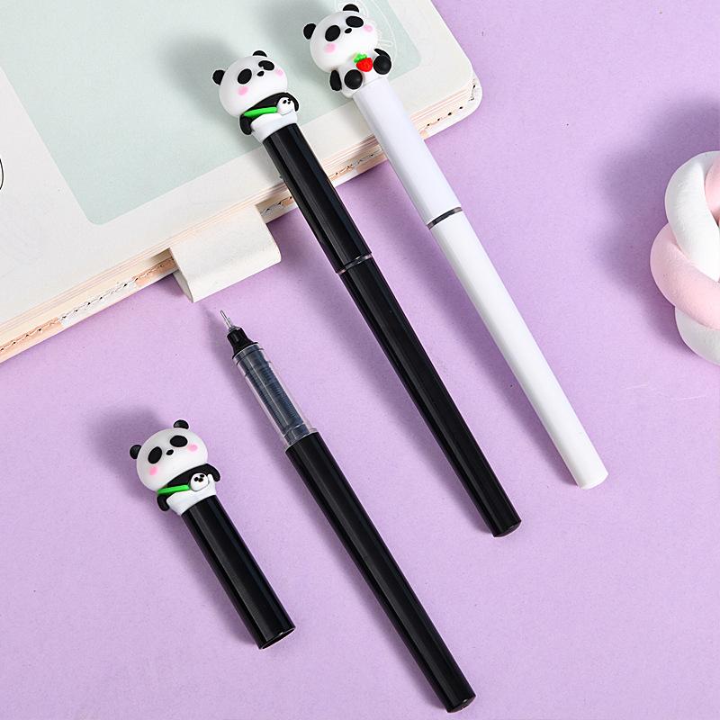 36Pcs Kawaii Panda Shape Cartoon Straight Liquid Quick Drying Gel Pen Stationery School Office Supplies Prize Gift Writing Tools Holiday Gift No
