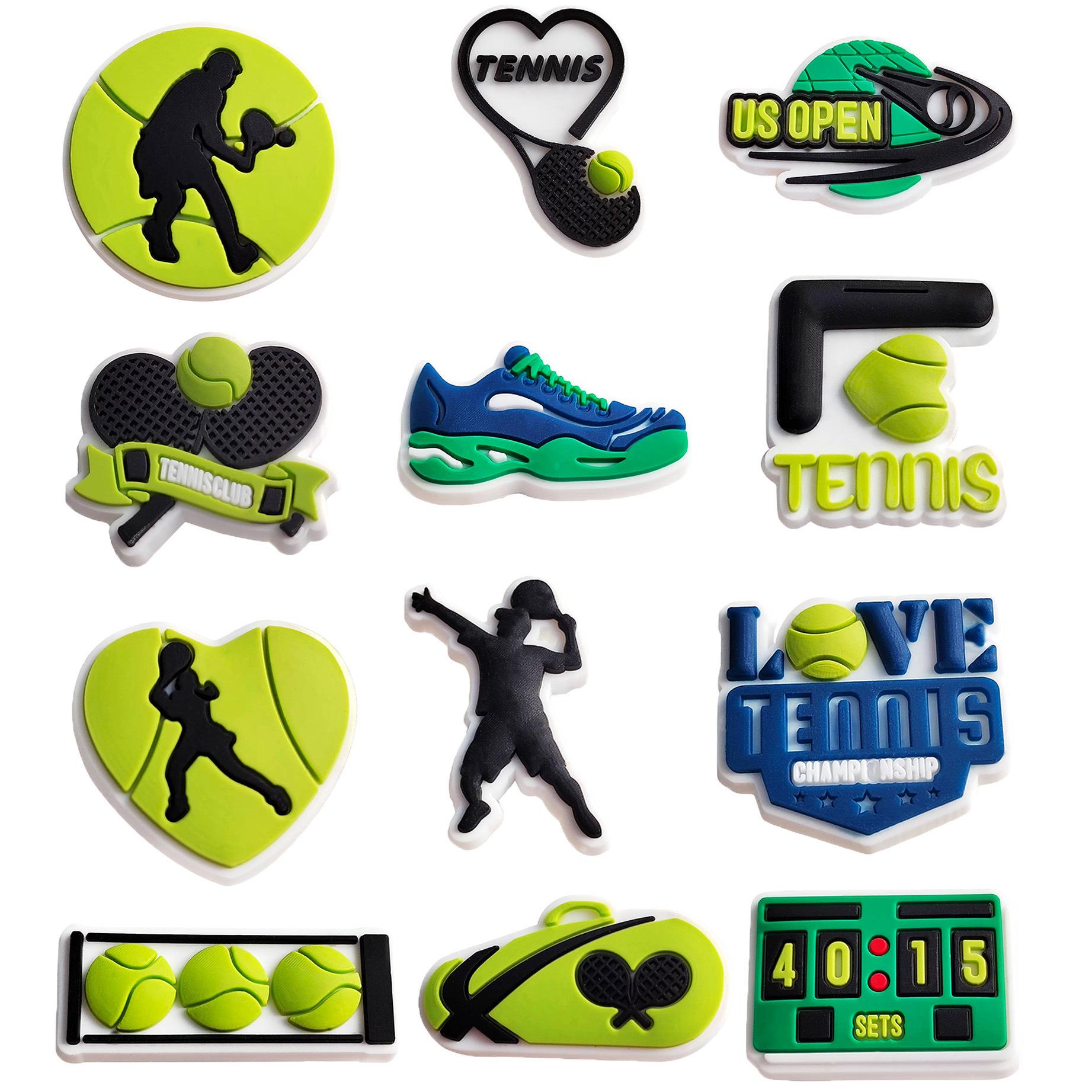 

Джибитсы спорт теннис ракетка sport tennis Jibbitz 12 шт аксессуары крокс украшение різнокольоровий