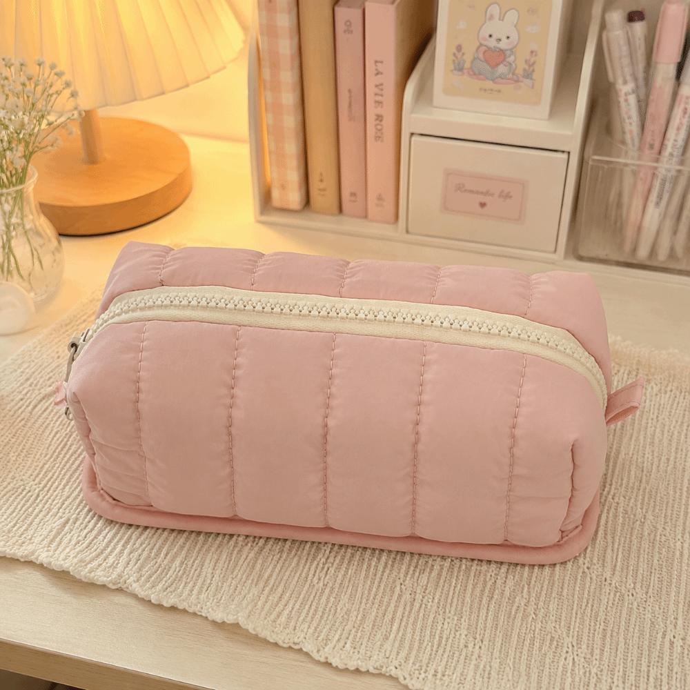 Large Capacity Pencil Case Solid Color Pencil Pouch Portable Stationery Pouch  Gift