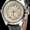 Men S Automatic Mechanical Watch with Leather Strap Fashion Wristwatch Calendar Date Display