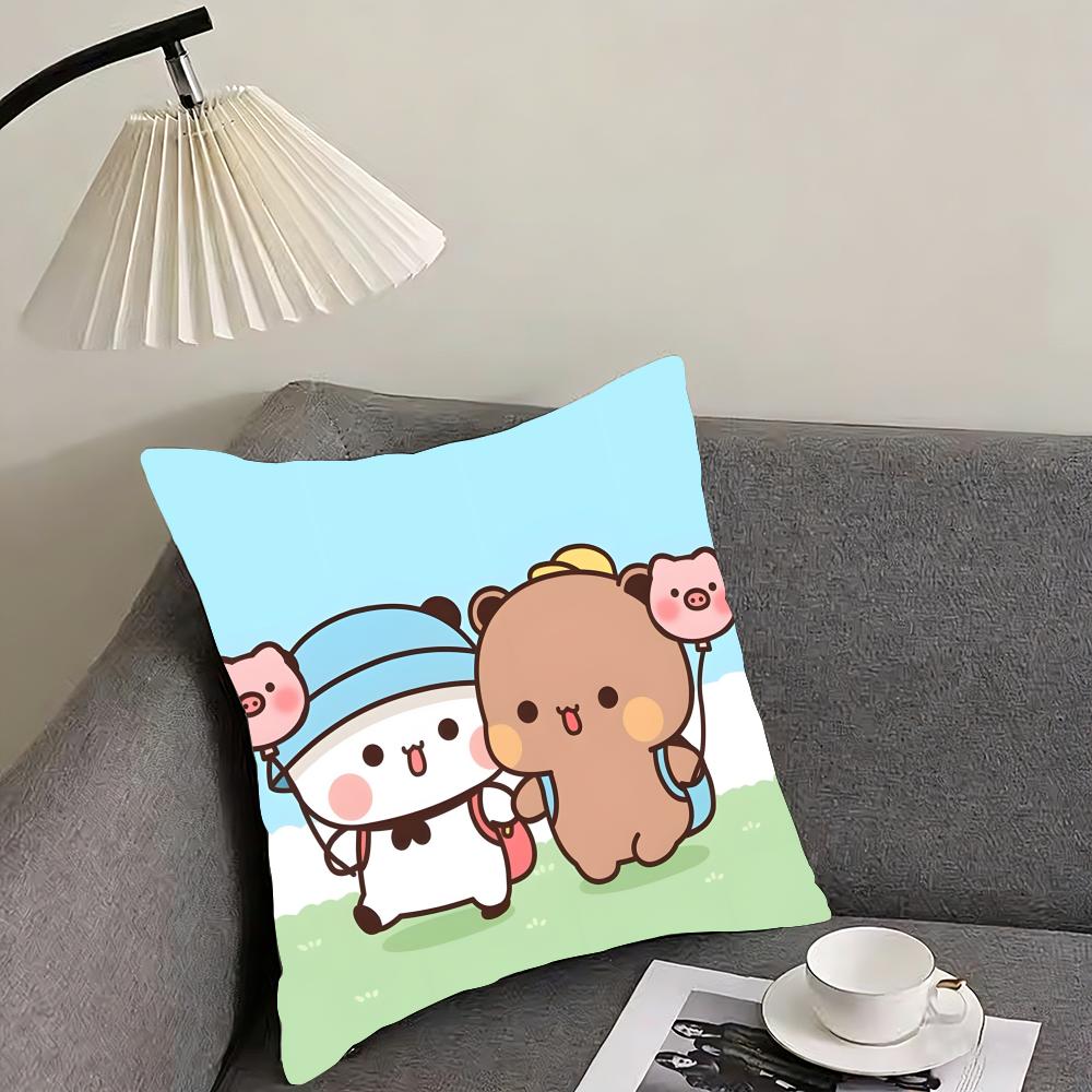 P-Panda Bubu And Dudu Cushion Cover Reversible Plush Pillow Cover – For car, sofa, bedroom, perfect as a gift.