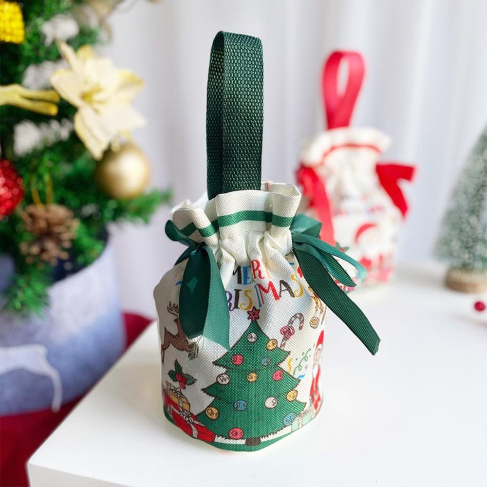 1/3/5Pcs Cartoon Santa Christmas Bags Cute Christmas Trees Cloth Candy Snack Package Bag Xmas Canvas