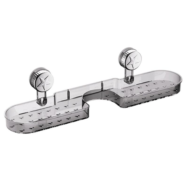 

Sucker Shower Caddys Bath Organizers No Drilling Bathroom Organizer Shelves Large Capacity Bathroom Accesseries Holder серый/прозрачный
