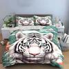 "White Tiger Nature Decor Set" Bedding Set with 1 Duvet Cover 2 Pillowcases Single Double King Queen, Gift