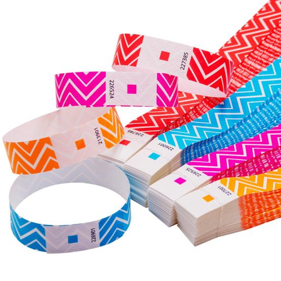 100 Pcs Disposable Paper Wristbands Fluorescent Adhesive Event Wrist Bands Party Favor ID Bracelets for Concerts Festivals