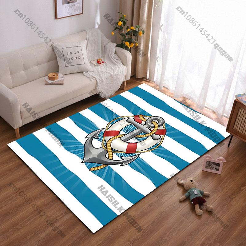 Anchor Lifebuoy Stripescarpet Yoga Living Room Room Decor Children's Crawling Mat Doormat Area Rug Games Floor Mat
