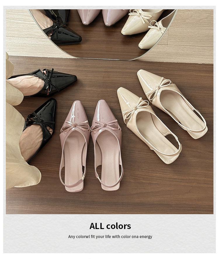 French Pointed Single Shoes Women's Flat Bottom 2025 Spring and Summer New Bow Empty Bag Head Sandals Women's Evening Shoes