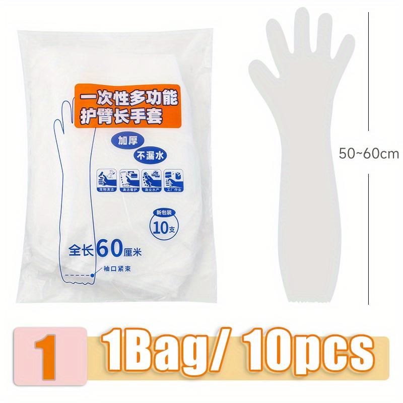 10PCS/bag Disposable Long Arm Glove Transparent Waterproof Sleeve Gloves for Kitchen Bathroom Cleaning Housework Cleaning Gloves