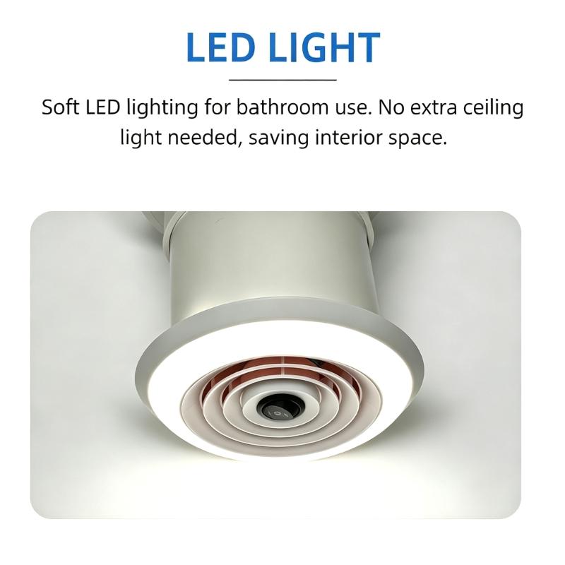 Motorhome Vent Light Assembly for Round Roof Opening, Roof Mounted Component with Integrated LED Using 12V Power