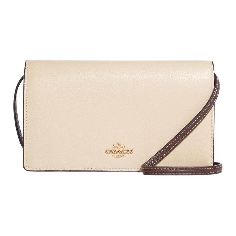 

New COACH Anna Refined Pebble Leather Handheld Shoulder Bag, Crossbody Bag Trumpets Women s Ivory White CC935-IMUOF 20.3*3.8*12.2CM