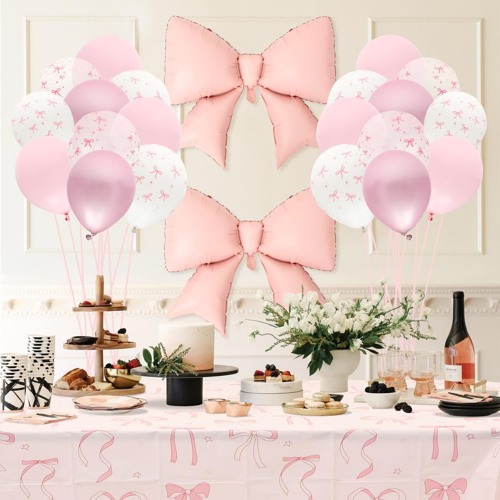 1 zestaw Różowe Balony z Kokardą Mini Balon Muszka Dekoracja Ślubna Urodzinowa Prezent na Wieczór Panieński Balon Dekoracyjny Materiały