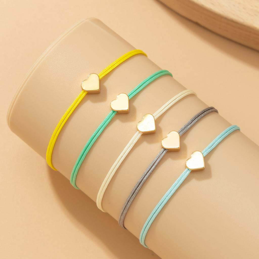 Simple pull small love multi-piece hand rope, colorful versatile sweet heart bracelet