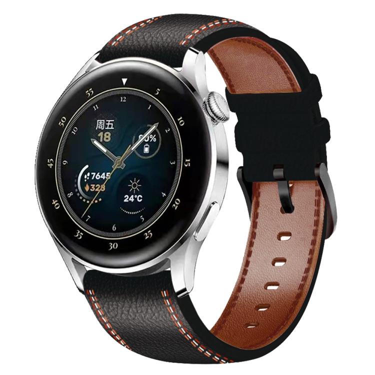 For Huawei Watch GT 3 46mm / GT Runner 22mm Tricolor Stitching Genuine Leather Watch Band