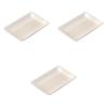Set of 3 White Hakeme Rectangular Plates X X Ceramic Pottery Plates by Setomonohonpo 8.0mm [21 14.5 2.7cm]