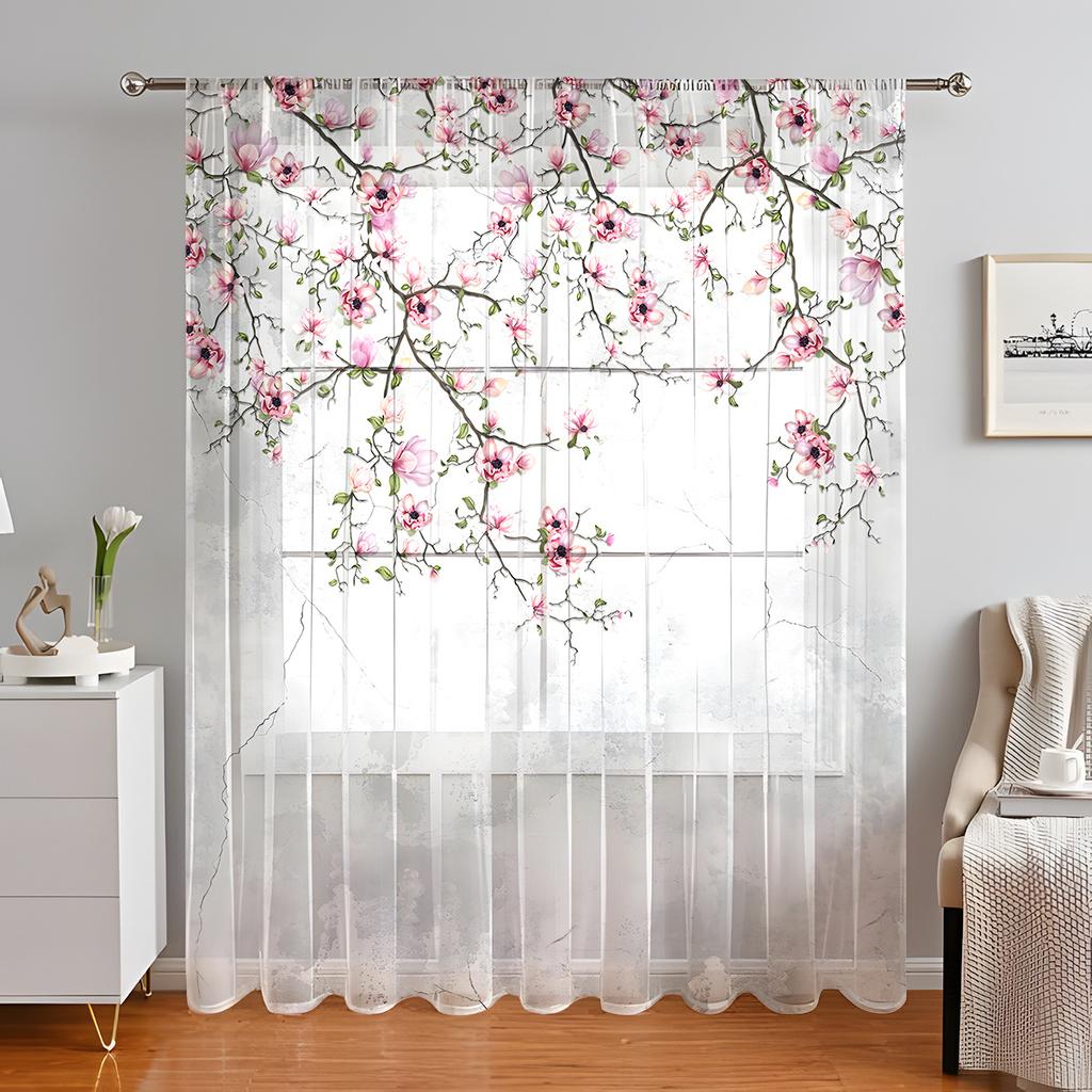 1PC Wildflowers Curtain Home Decoration Spring Floating Window Curtain Suitable for Kitchen, Coffee Shop, Living Room,