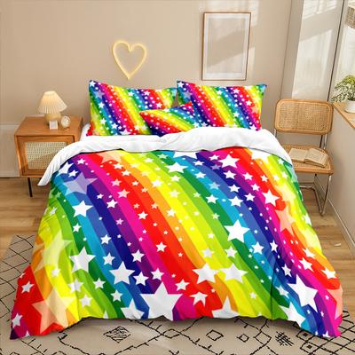 Regenboog Serie 3D Digitaal Print Drie-Delige Beddengoed Set Laken Dekbedovertrek
