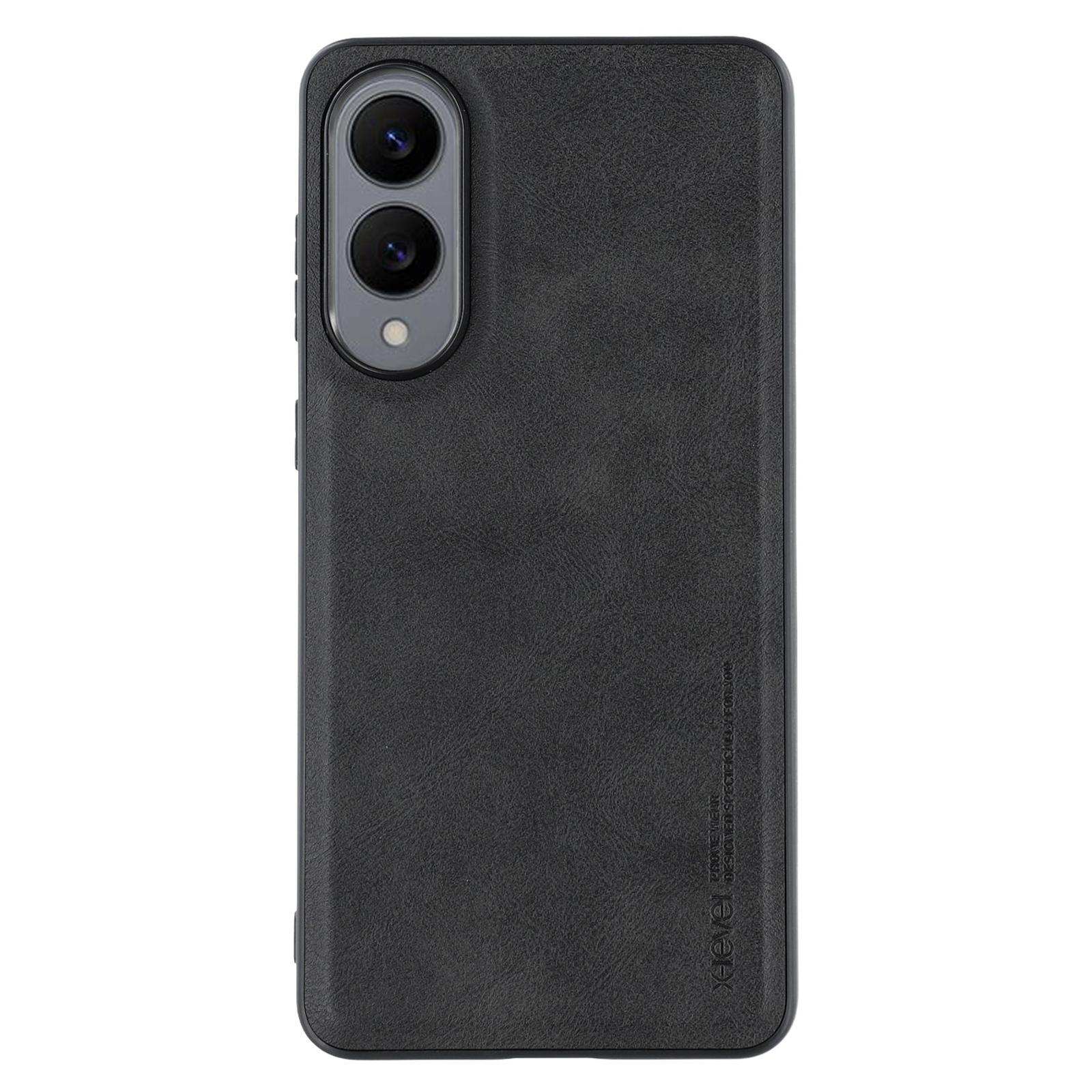 

X-LEVEL Серия Bojue-3 Для Samsung Galaxy S25 Edge Чехол Кожаное покрытие ПК+ТПУ Задняя крышка телефона Black