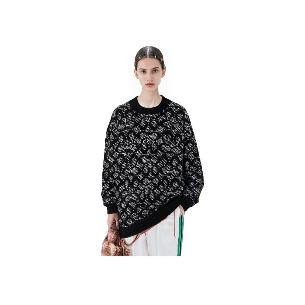 Coach FW22 Pattern Printed Loose Casual Crew Neck Long Sleeve Sweatshirt Women Sweatshirt Black CF886-BK-BR