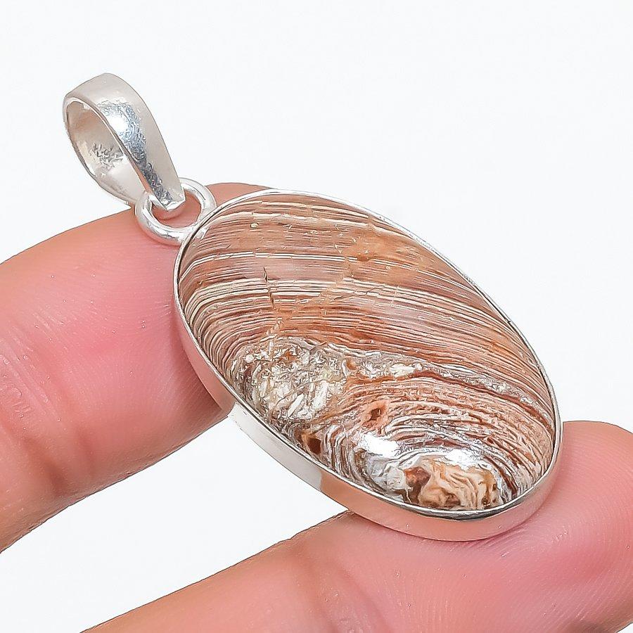 

Brown Amazonite Gemstone Handmade 925 Steling Silver Jewelry Pendant 1.65 SU-9674