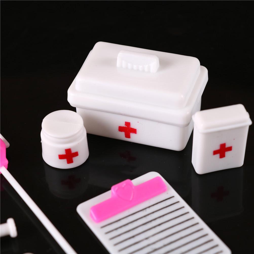 10ks/Sada Dětské hračky Doktor Set Baby Pretend Hrací kufry Lékařská simulace Lékárnička s panenkou