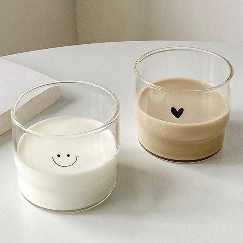High Borosilicate Glass Mugs Perfect For Office Or Home Use With Lovely Smiling Designs And Microwave Compatibility