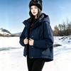 Women's short hooded cotton clothes winter new thickened tooling jacket outdoor wind loose large size women's cotton