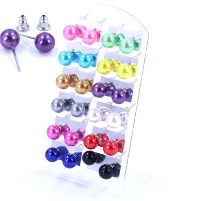 8mm Roztomilé pryskyřičné náušnice s imitací perel - 12 párů