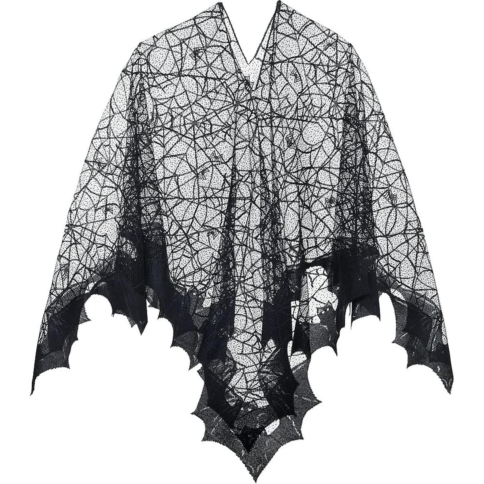 

Halloween Webs Shawl Poncho Lace for Women Lady Dark Shawl Proms Dark Webs Poncho Shawl for Cosplay 1 чёрный