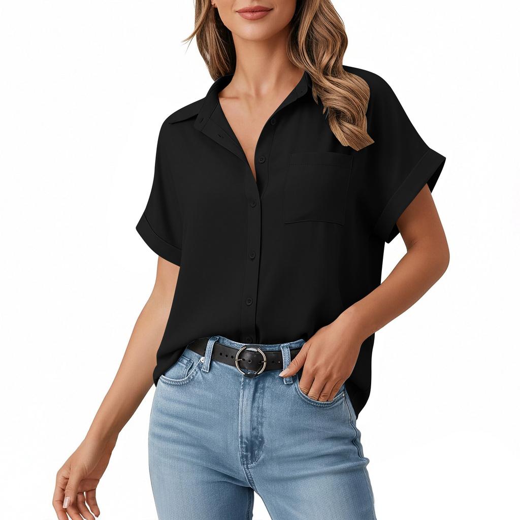 Women's Casual Shirt, Loose-fitting Short-sleeved Casual Top
