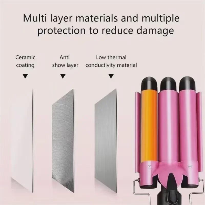Three-Tube Water Ripple Curling Iron with Electric Plywood