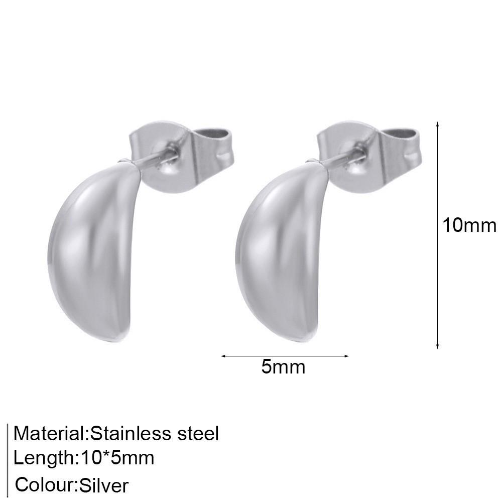 18K Gold-Plated C-Shaped Stainless Steel Moon Stud Earrings for Women