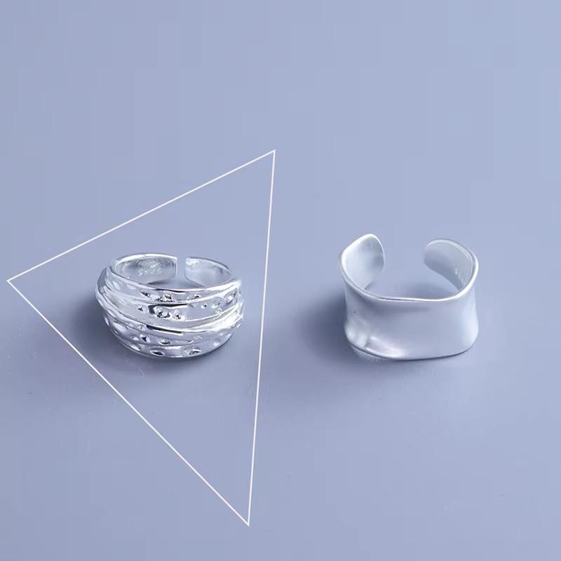 VENTFILLE 925 Sterling Silver Irregular Design Wave Golden Stackable Finger Rings Trendy Adjustable For Women Gifts Dropshipping
