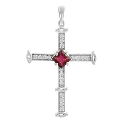 Silver Cross with a 1.53ct Ruby, Cubic Zirconias (2206651)