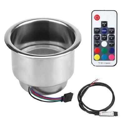 Portavasos para Bebidas con Control Remoto 14 LED RGB Acero Inoxidable Barcos Marinos Remolque