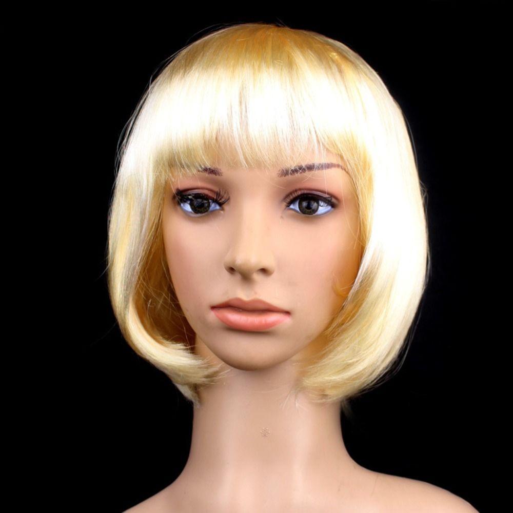 Funny Cosplay Party Bob Hair Pink Short Straight Hair Fashion Women Bobo Wig Nightclub Bar F