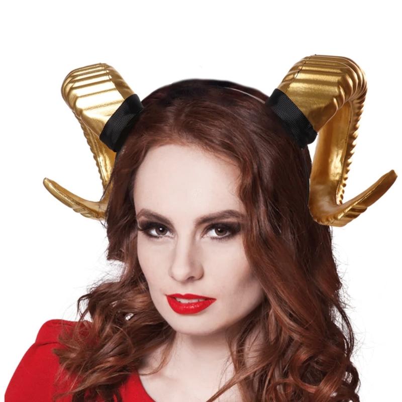 Halloween Witch Ox Horn Shape Headband Shoot Movie Demon Evil Hair Hoop Greek God Cosplay Party Costume Headpiece