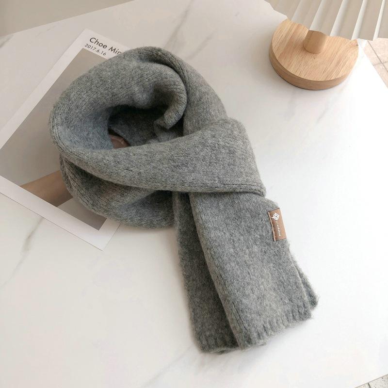 Eșarfă tricotată pentru femei, de culoare solidă, lână, toamnă, iarnă, eșarfe calde, design simplu, șal de cașmir moale îngroșat