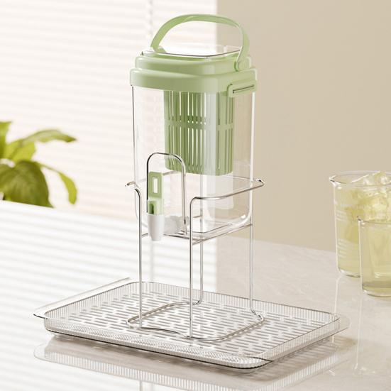 2L Drink Dispenser Large Capacity Cold Water Pitcher with Built-in Filter Tea Juice Leak-Proof Faucet Beverage Container