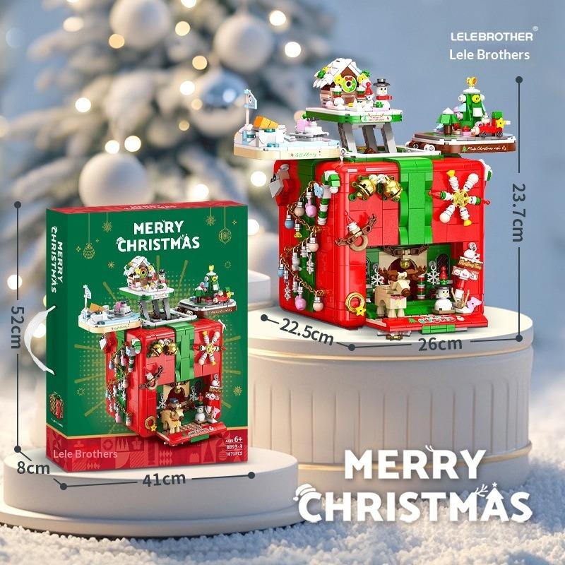 Compatible with Christmas Organ Box Santa Claus Building Block Toy Puzzle Assembly Men and Women Gifts