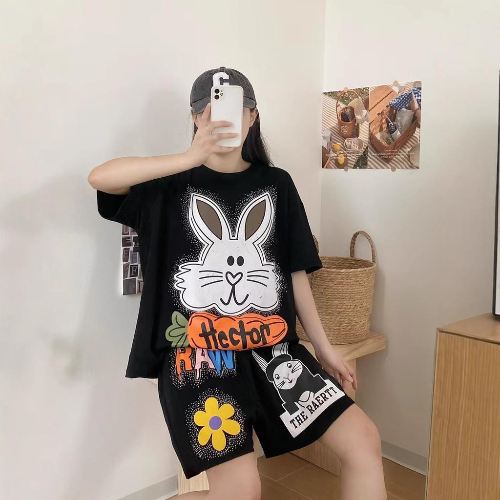 European Station Spring New Fashion Suit Casual Sports Printed T-Shirt Shorts Two-piece Set Women's Trend Brand