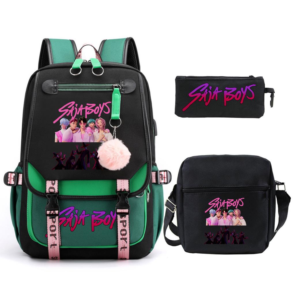 K-Pop Anime Cartoon Portable Shoulder Backpack Student Leisure School Bag Three-Piece Set